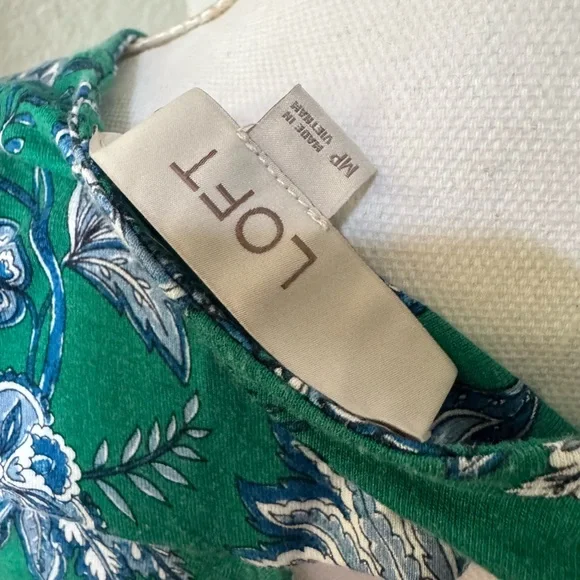 LOFT Green and blue Sleeveless swing Sundress - Picture 4 of 4